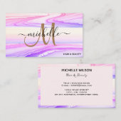 Eleganter Rosa und Lila Gold Glitzer Marmorroute Visitenkarte (Vorne/Hinten)