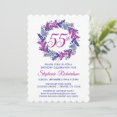 Eleganter Rosa und Lila Kraut 55. Geburtstag Einladung (Stehend Vorderseite)