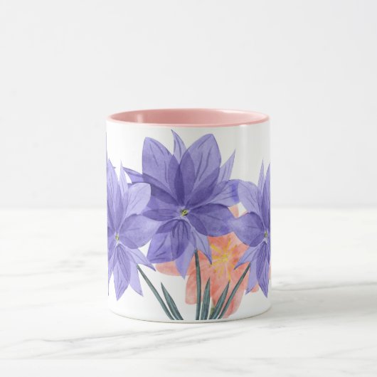 Eleganter rosa und Lila Lilac Floral Border-Kaffee Tasse (Zentrum)