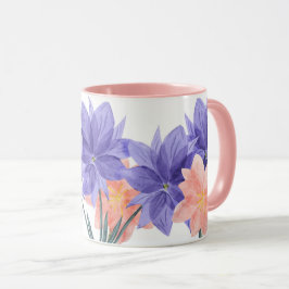 Eleganter rosa und Lila Lilac Floral Border-Kaffee Tasse