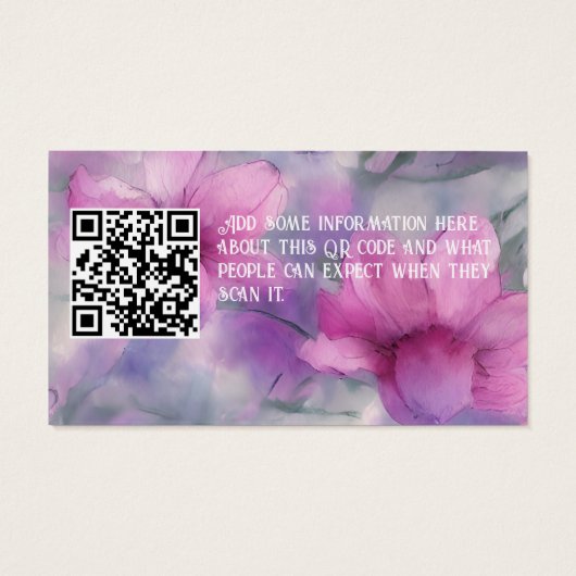 Eleganter rosa und Lila QR-Code für Wasserfarben (Rückseite)