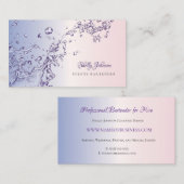 Eleganter Rosa und Lila Splash Events Barkeeper Visitenkarte (Vorne/Hinten)