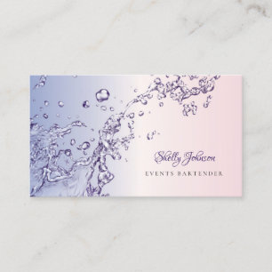 Eleganter Rosa und Lila Splash Events Barkeeper Visitenkarte