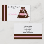 Eleganter Rosa- und Schokoladenkuchen Visitenkarte (Vorne/Hinten)
