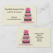 Eleganter Rosa- und Schokoladenkuchen Visitenkarte (Vorne/Hinten)