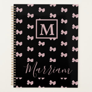 Eleganter rosa und schwarz Personalisierter Planer