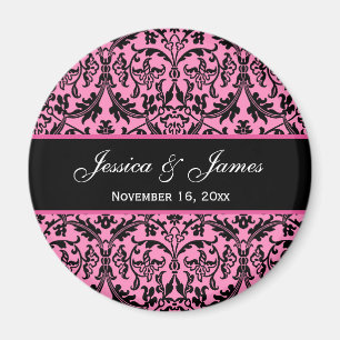 Eleganter rosa und schwarzer Damast, der A04 Magnet