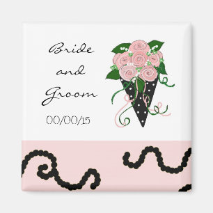 Eleganter rosa und schwarzer Hochzeitsstrauß Magnet