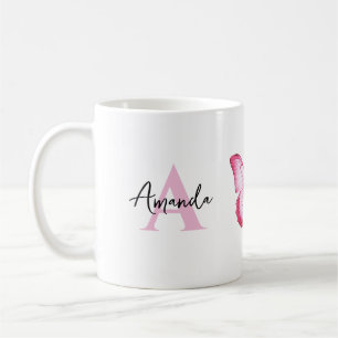 Eleganter rosa und schwarzer Monografikname Butter Kaffeetasse