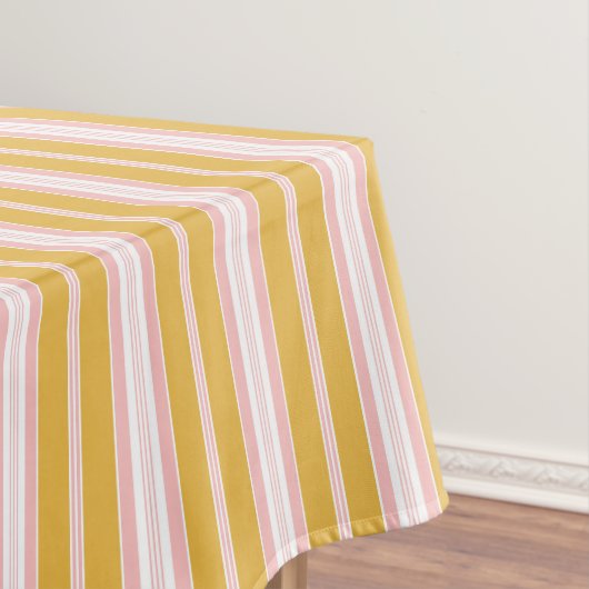 Eleganter Rosa und Senf-Französisch-Schnappstreife Tischdecke (Beispiel)