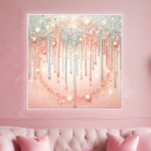 Eleganter Rosa- und Silberrosa-Glitzer Tropfen