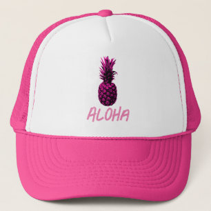 Eleganter, rosa und weiße Ananas Aloha Truckerkappe