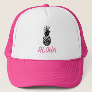 Eleganter, rosa und weiße Ananas Aloha Truckerkappe