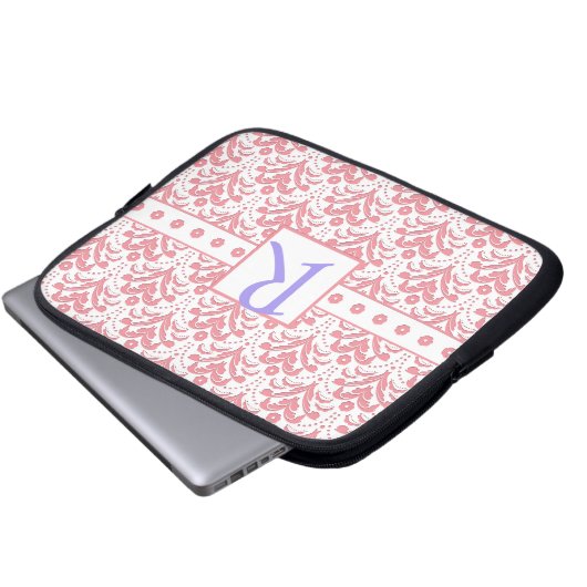 Eleganter rosa und weißer Retro Dreißigerjahre Laptopschutzhülle (Vorne Knopf)