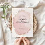Eleganter Rosa Wasserfarbe 16 . Geburtstag Geburts<br><div class="desc">Dieses moderne Design zeichnet sich durch eine dünne Schriftzeiche und Ihren eigenen Text auf einem Aquarellplatz aus, der in einem geometrisch geformten Rahmen in Gold umrissen ist. Fügen Sie den Text mithilfe des Vorlagenformulars hinzu. Die erweiterten Editiermenüs, auf die über das Design Tool zugegriffen wird, ermöglichen es Ihnen, die Schriftart...</div>
