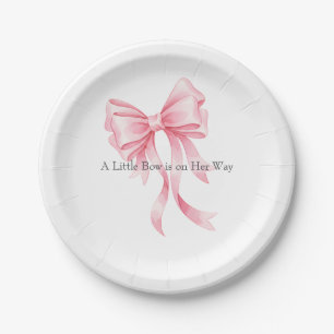 Eleganter rosa Wasserfarbe-Bogen Baby Shower Pappteller