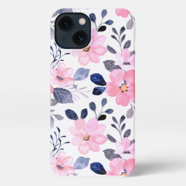 Eleganter Rosa Wasserfarbe-Floral-Handyhülle iPhone 13 Hülle