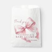 Eleganter rosa Wasserfarben-Schleifen-Baby-Shower Geschenktütchen (Vorderseite)