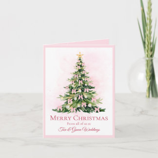 Eleganter rosa Wasserfarben-Weihnachtsbaum ohne Fo Feiertagskarte