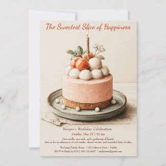 Eleganter rosa Wasserfarbenkuchen Geburtstagsfeier Einladung