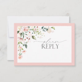 Eleganter Rosa Watercolor Floral Wedding RSVP