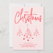 Eleganter, rosa Weihnachtsbaum Feiertagskarte (Vorderseite)