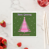 Eleganter Rosa Weihnachtsbaum Individuelle Name Gr Serviette (Beispiel)