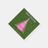 Eleganter Rosa Weihnachtsbaum Individuelle Name Gr Serviette (Ecke)