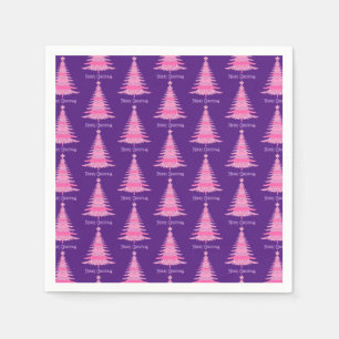 Eleganter, rosa Weihnachtsbaum Lila Serviette