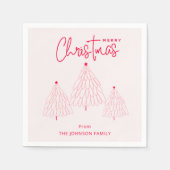 Eleganter, rosa Weihnachtsbaum Serviette (Vorderseite)