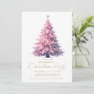 Eleganter rosa Weihnachtsbaum Winter Einladung