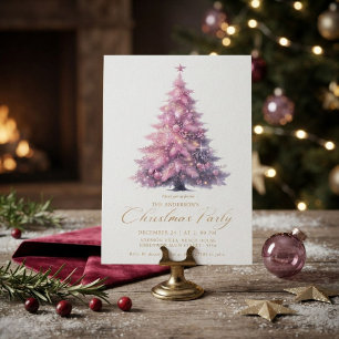 Eleganter rosa Weihnachtsbaum Winter Einladung