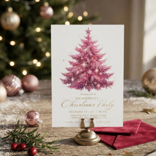 Eleganter rosa Weihnachtsbaum Winter Einladung
