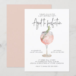 Eleganter rosa Wein im Alter von 40 Jahren Einladung