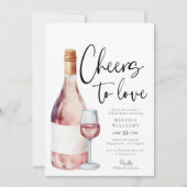 Eleganter Rosa Wein Liebe Brautparty Einladung (Vorderseite)