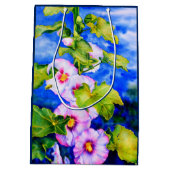 Eleganter, rosa, weißer Blumengarten Mittlere Geschenktüte (Rückseite)