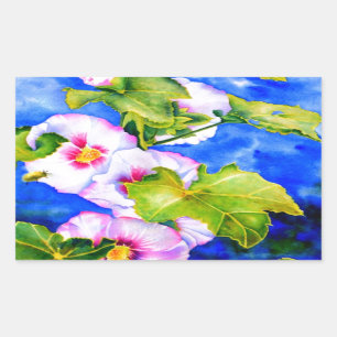 Eleganter, rosa, weißer Blumengarten Rechteckiger Aufkleber