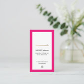 Eleganter Rosa Weißes Imitat Gold Button Friseur Visitenkarte (Stehend Vorderseite)