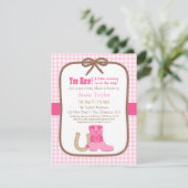 Eleganter Rosa Western Theme Babydusche Einladunge Einladung (Stehend Vorderseite)