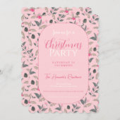Eleganter rosa Winter florale Wasserfarben Weihnac Einladung (Vorne/Hinten)