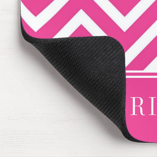 Eleganter rosa Zickzack Mustername Mousepad (Ecke)