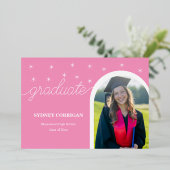 Eleganter rosafarbener Abschluss Einladung für Gir (Stehend vorne)