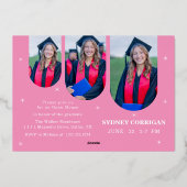 Eleganter rosafarbener Abschluss Einladung für Gir (Rückseite)