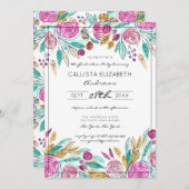 Eleganter rosafarbener, Aquamariner, floraler Absc Einladung (Vorne/Hinten)