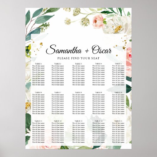 Eleganter, rosafarbener Aquarellrahmen Poster (Vorne)