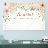 Eleganter, rosafarbener Blume Hintergrund Banner (Messe)