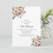 Eleganter rosafarbener Brunch mit Blumen und Bubbl Einladung (Stehend Vorderseite)