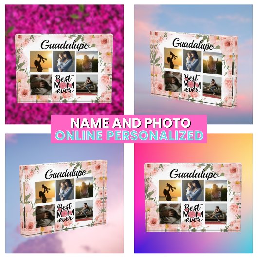 Eleganter rosafarbener floraler Moderner Keepake Fotoblock