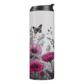 Eleganter rosafarbener, floraler Wärmeleiter Thermosbecher (Nach links gedreht)