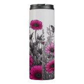 Eleganter rosafarbener, floraler Wärmeleiter Thermosbecher (Rückseite)